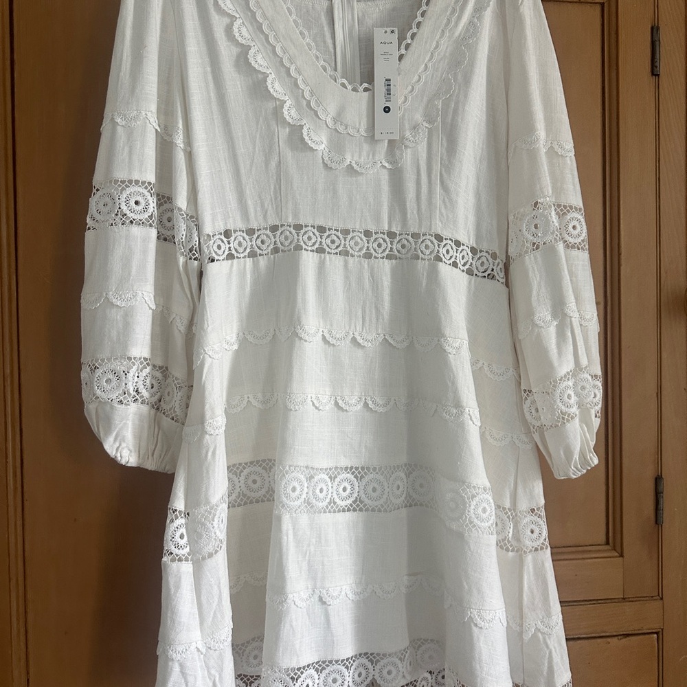 Aqua Bloomingdale’s NWT White Lace Boho Dress